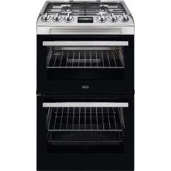 AEG CGX1130ACM 
55cm Gas Cooker, Gas Double Oven with electric grill, Clock and Minute Minder, Light