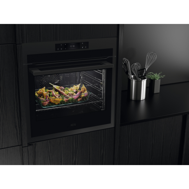 AEG BPE748380T 63.5cm Built In Electric Single Oven - Matt Black
