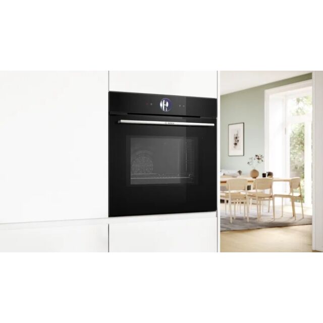 Bosch HMG7764B1B 59.4cm Built In Electric Single Oven with Microwave Function - Black