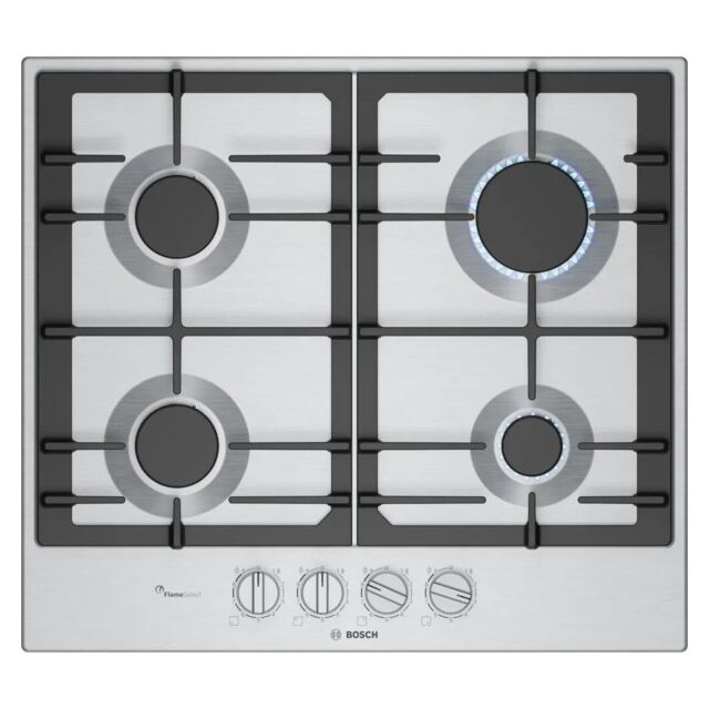 Bosch PCP6A5I90 60cm, 4 burners, Optimised FlameSelect, 2 Dishwasher suitable cast iron pan supports