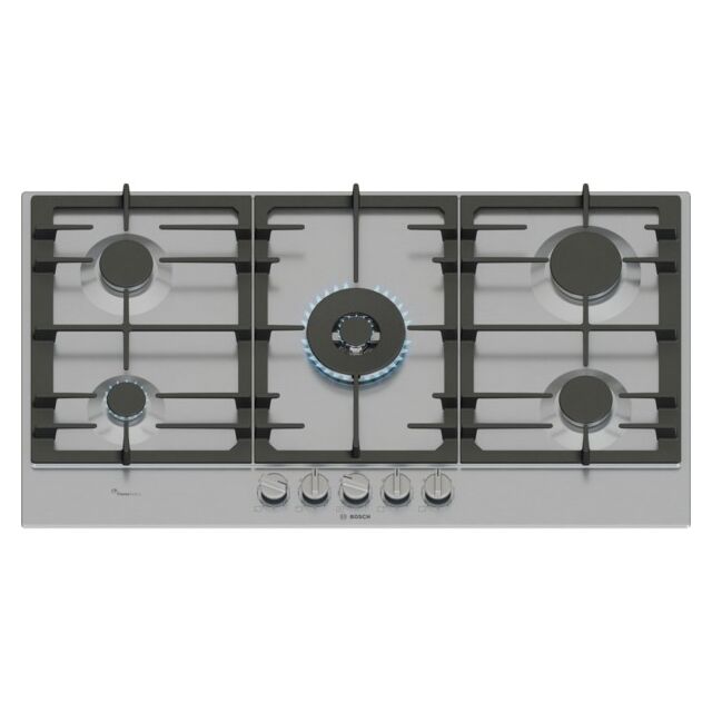 Bosch PCR9A5I90 90cm, 5 burners, 5kW Wok burner, Optimised FlameSelect, 3 Dishwasher suitable cast i