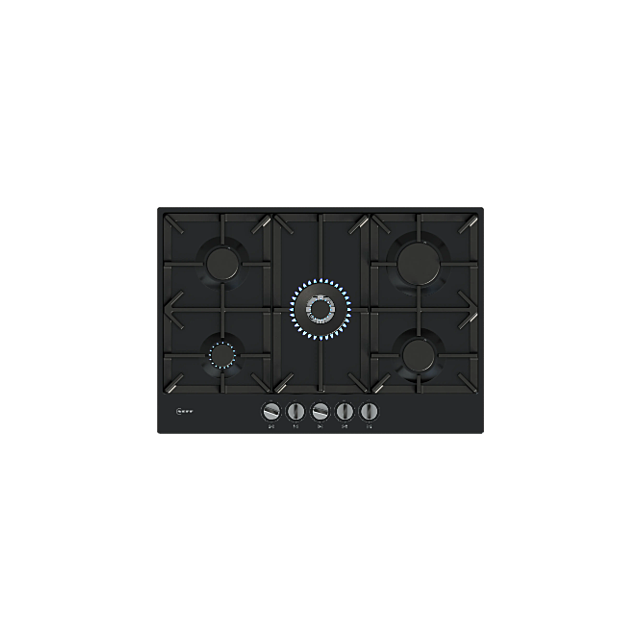 Neff T27CIQ8S0 75cm, 5 burner, 4.0kW Wok burner, Optimised FlameSelect, 3 Dishwasher suitable cast i