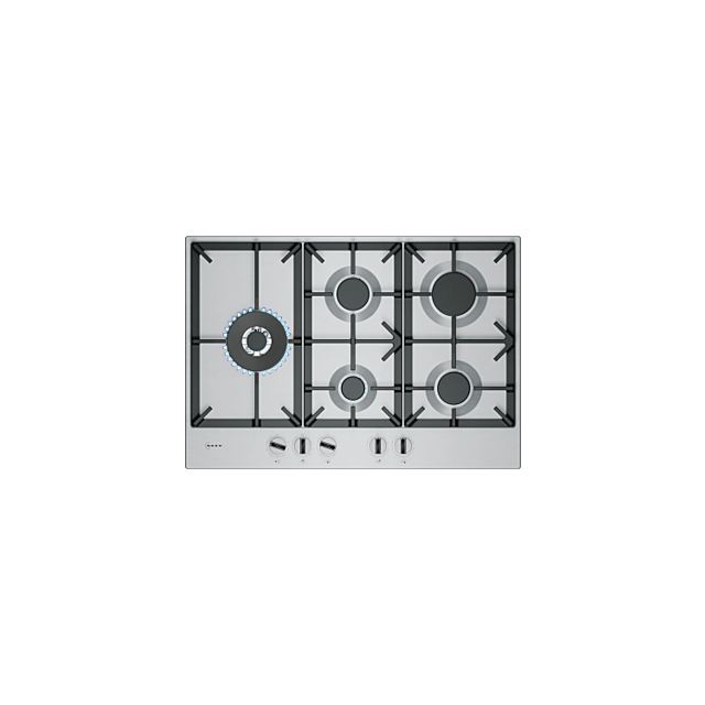 Neff T27CIS8N0 75cm, 5 burner, 5.0kW Wok burner, Optimised FlameSelect, 3 Dishwasher suitable cast i