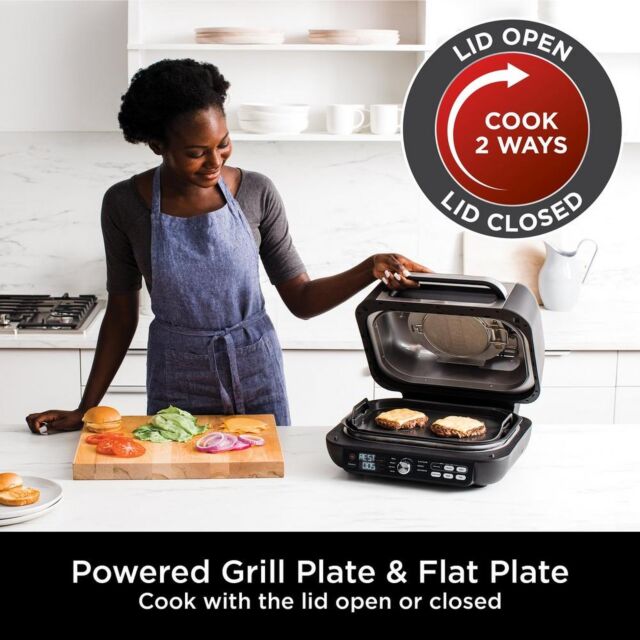 Ninja AG651UK Foodi MAX PRO Health Grill Flat Plate + Air Fryer - Black