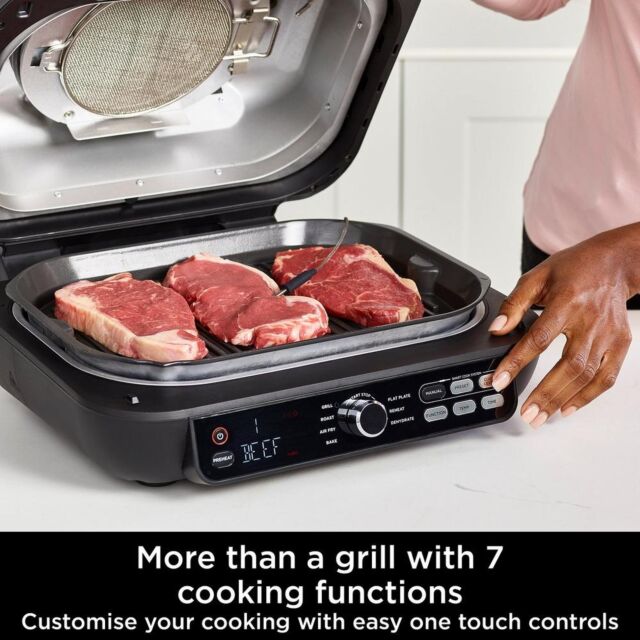 Ninja AG651UK Foodi MAX PRO Health Grill Flat Plate + Air Fryer - Black