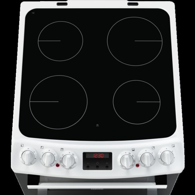 Zanussi ZCV46250WA 55cm Double Electric Cooker with Ceramic Hob - White