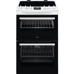 AEG CCX1530ACW 55cm Double Oven Electric Cooker with Ceramic Hob - White