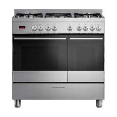 Fisher & Paykel 90cm Dual Fuel 5 Burner Cooker - Steel